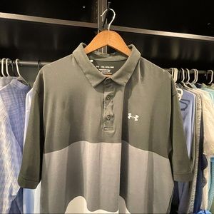Under Armour short sleeve polo. XXL white w/ gray stripes.